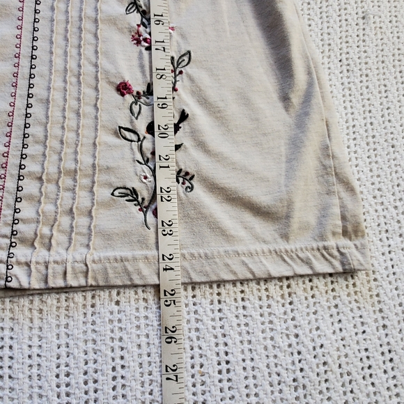 VTG C&K Women's Large Shirt Top Floral Bird Embroidered Long Sleeve Oatm… - Picture 6 of 8